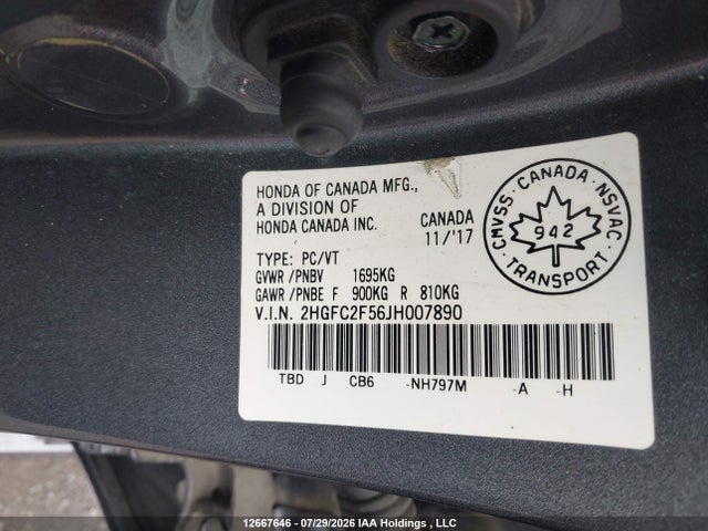 Honda Civic Lx 2018 2HGFC2F56JH007890 Image 9