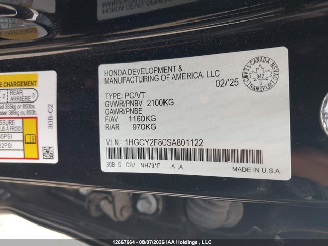 Honda Accord 2025 1HGCY2F80SA801122 Image 9
