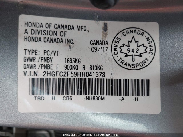 Honda Civic 2017 2HGFC2F59HH041378 Image 18