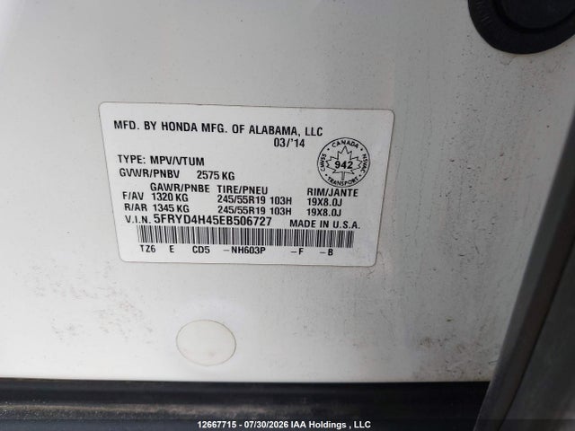 Acura MDX 2014 5FRYD4H45EB506727 Image 19