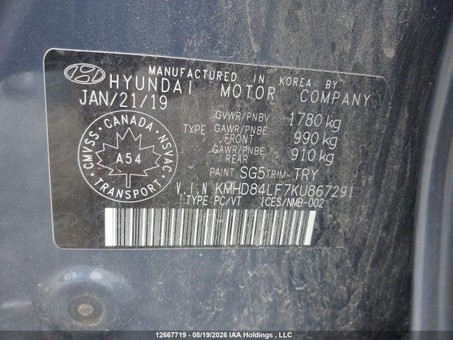 KMHD84LF7KU867291 Hyundai Elantra Preferred