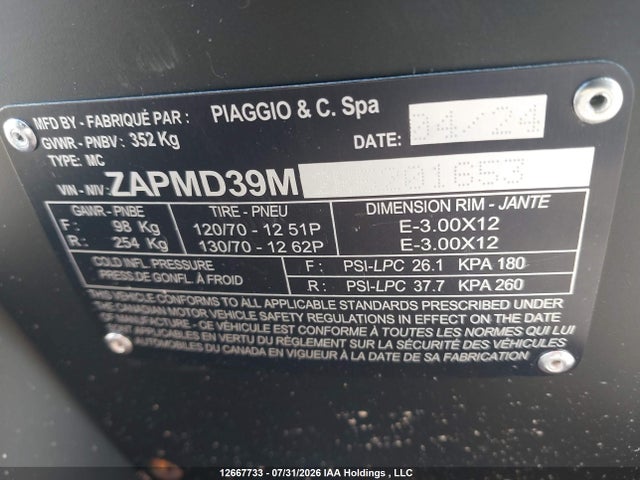 ZAPMD39M2R5201653 Vespa Gts/sei Giorni 300