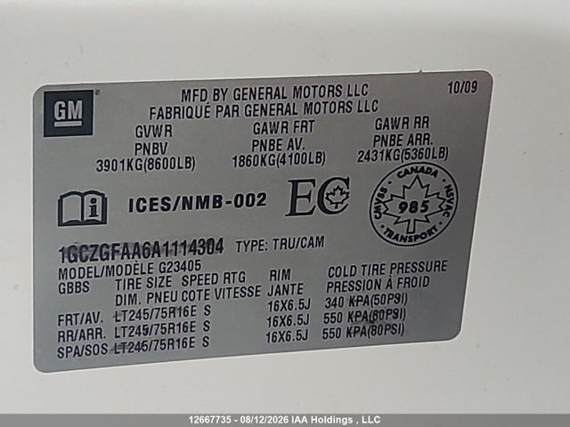 Aukcja sprzedaży 2012 Chevrolet Express, vin: 1GCSGAFX1C1102145, numer aukcji: 12667735