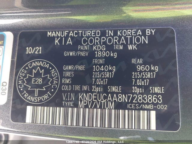 KIA SELTOS S 2022 KNDEUCAA8N7283863 Image 9