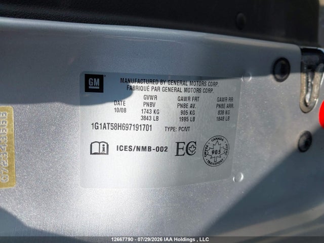 Продаж на аукціоні авто 2009 Chevrolet Cobalt Lt, vin: 1G1AT58H697191701, номер лоту: 12667790