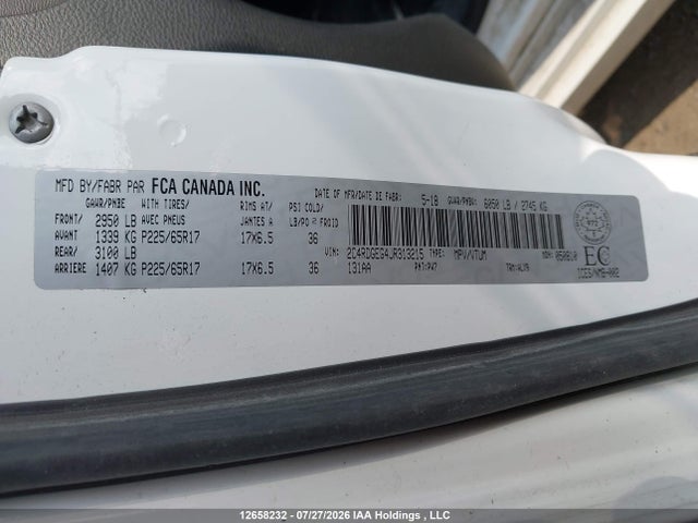 Продаж на аукціоні авто 2018 Dodge Grand Caravan Gt, vin: 2C4RDGEG4JR313215, номер лоту: 12658232