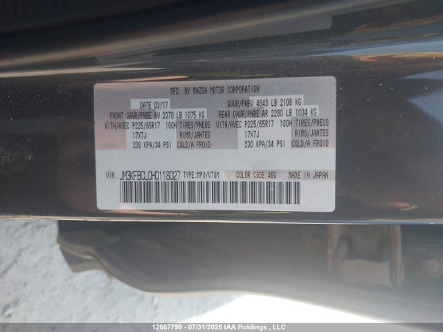 Mazda Cx-5 Touring 2017 JM3KFBCL0H0118027 Image 9