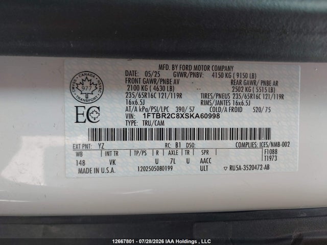 Ford Transit T-250 2025 1FTBR2C8XSKA60998 Image 9