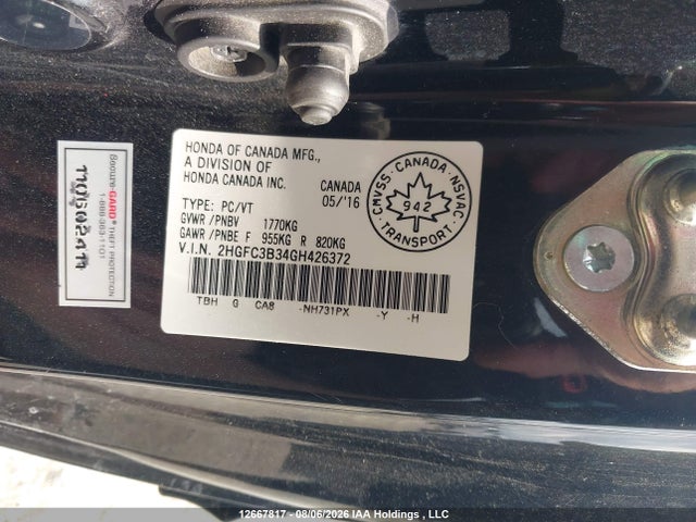 Honda Civic 2016 2HGFC3B34GH426372 Image 9