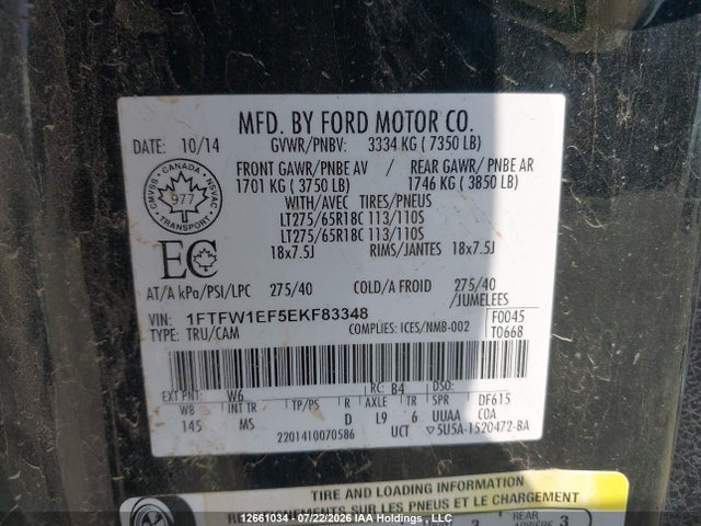Ford F-150 Xlt 2014 1FTFW1EF5EKF83348 Image 9