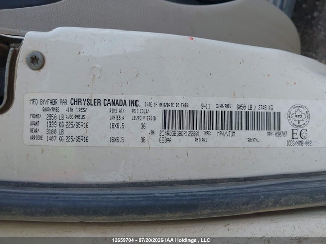 Продаж на аукціоні авто 2012 Dodge Grand Caravan Se/sxt, vin: 2C4RDGBG8CR122601, номер лоту: 12659704