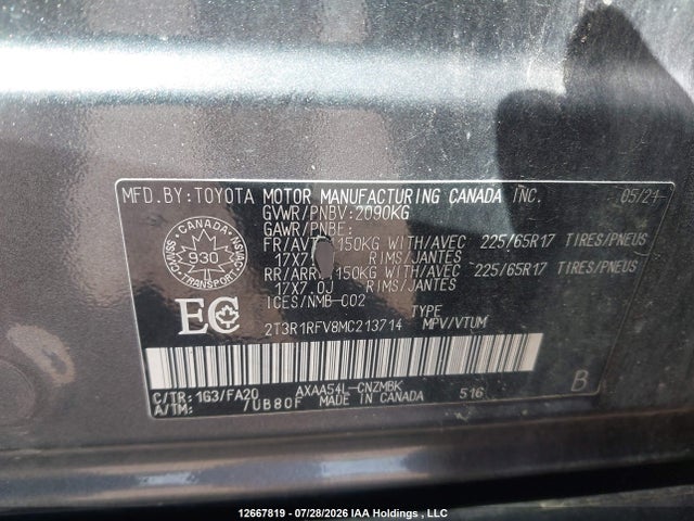 Aukcja sprzedaży 2021 Toyota Rav4 Xle/xle Premium, vin: 2T3R1RFV8MC213714, numer aukcji: 12667819