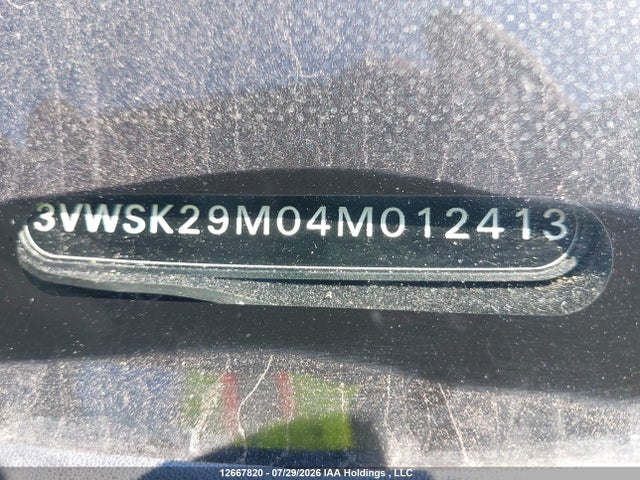 2004 Volkswagen Jetta Gls 2.0l მანქანა იყიდება აუქციონზე, vin: 3VWSK29M04M012413, აუქციონის ნომერი: 12667820