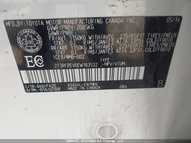 Toyota Rav4 Xle 2014 2T3RFREV0EW183532 Image 9