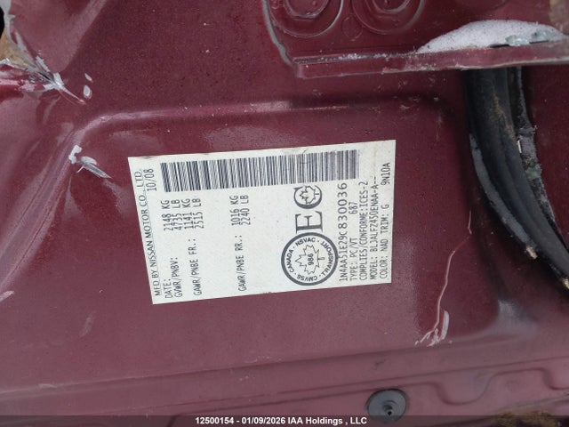 Aukcja sprzedaży 2009 Nissan Maxima 3.5 S, vin: 1N4AA51E29C830036, numer aukcji: 12500154