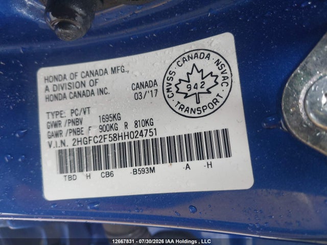 2HGFC2F58HH024751 Honda Civic