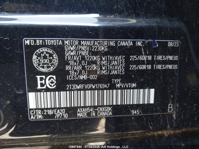 2T3DWRFV0PW176947 Toyota Rav4 Limited