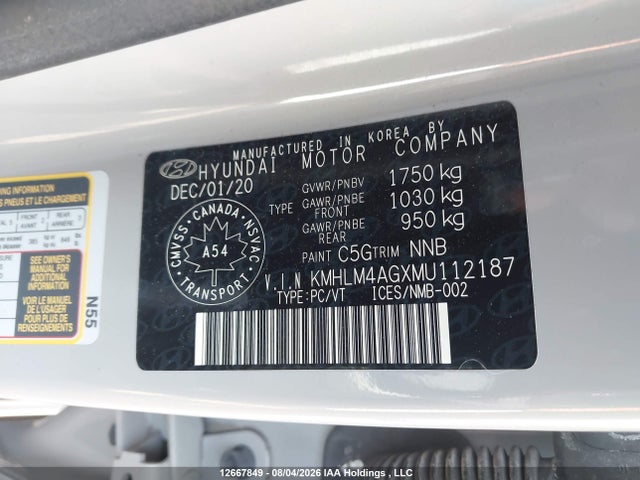 KMHLM4AGXMU112187 Hyundai Elantra Essential Ivt With Hyundai Smartsense Package
