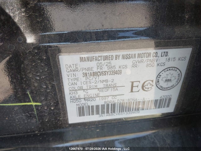 Nissan SENTRA SV 2025 3N1AB8CV6SY339409 Image 9