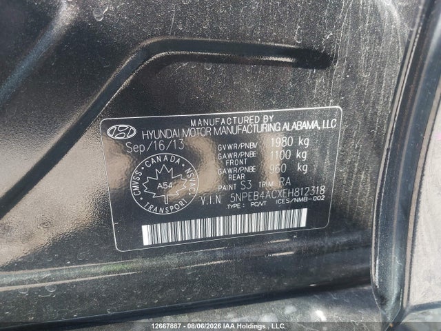 Продажа на аукционе авто 2014 Hyundai Sonata Gl, vin: 5NPEB4ACXEH812318, номер лота: 12667887