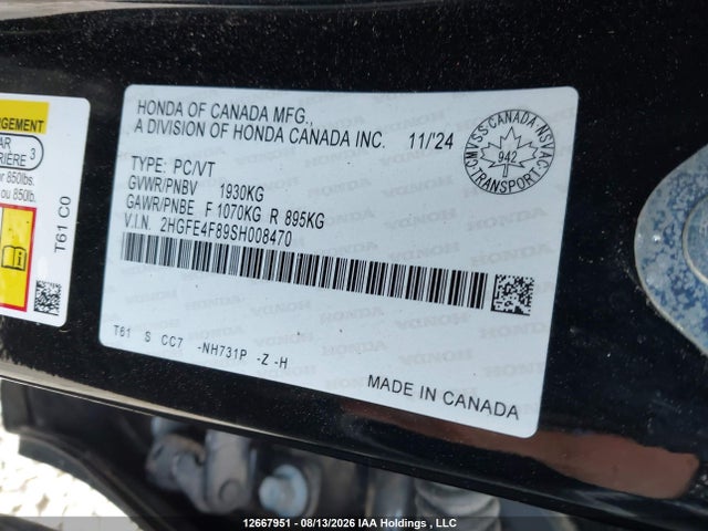 Honda Civic 2025 2HGFE4F89SH008470 Image 17