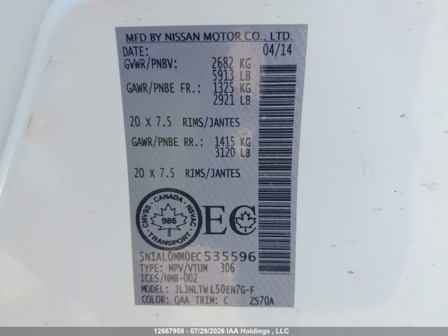 Infiniti QX60 2014 5N1AL0MM0EC535596 Image 18
