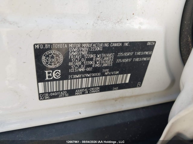 Продаж на аукціоні авто 2024 Toyota Rav4 Hybrid Le, vin: 2T3BWRFV7RW236930, номер лоту: 12667961