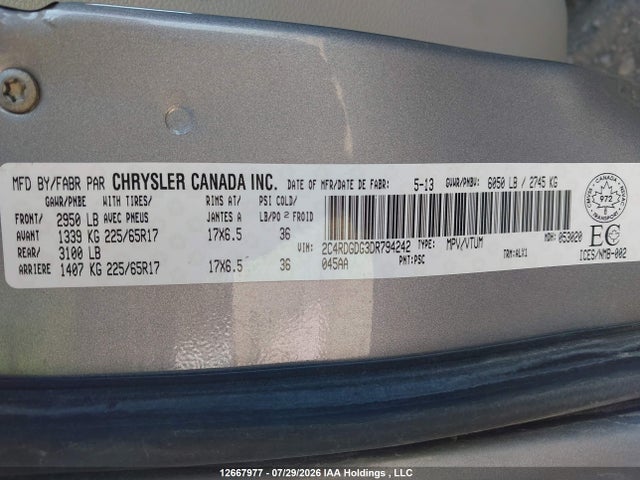 Продажа на аукционе авто 2013 Dodge Grand Caravan Crew, vin: 2C4RDGDG3DR794242, номер лота: 12667977