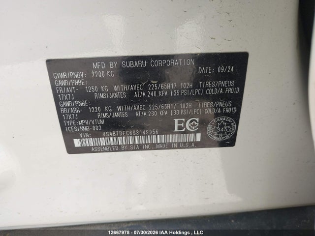 Продажа на аукционе авто 2025 Subaru Outback Touring, vin: 4S4BTDEC6S3149956, номер лота: 12667978