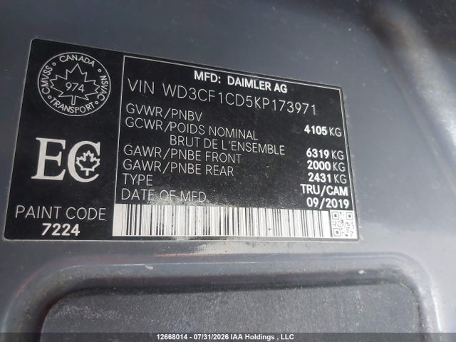 WD3CF1CD5KP173971 Mercedes-Benz Sprinter 2500