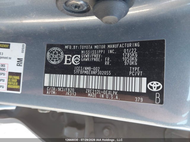Toyota COROLLA LE 2022 5YFBPMBE8NP302055 Image 19