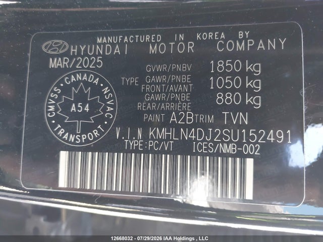 Продаж на аукціоні авто 2025 Hyundai Elantra Limited, vin: KMHLN4DJ2SU152491, номер лоту: 12668032