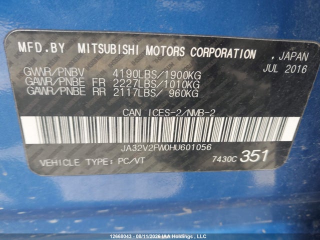 Mitsubishi Lancer 2017 JA32V2FW0HU601056 Image 18
