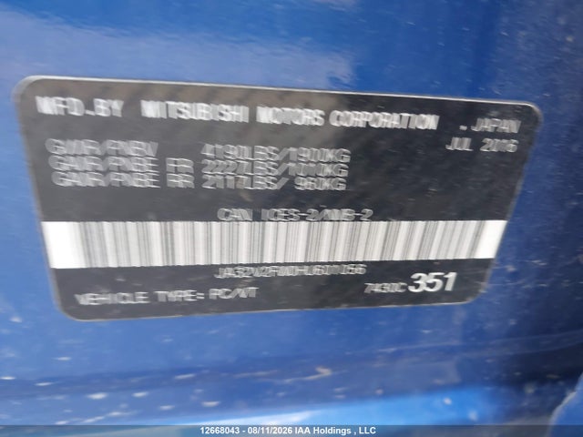 Mitsubishi Lancer 2017 JA32V2FW0HU601056 Image 9