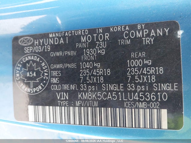 Hyundai Kona Ultimate Awd 2020 KM8K5CA51LU453610 Image 18