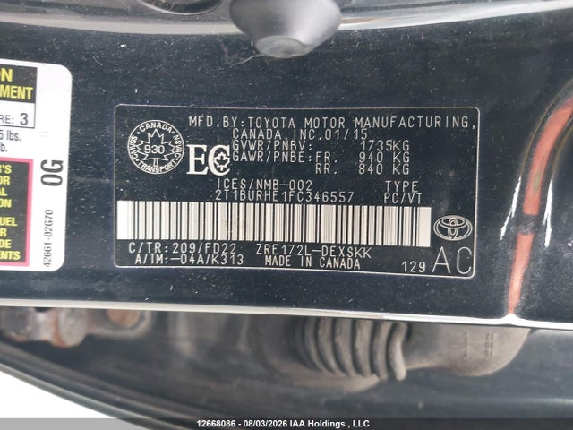 Toyota Corolla S 2015 2T1BURHE1FC346557 Image 17