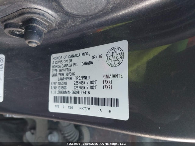 Honda CR-V EX 2016 2HKRM4H56GH127416 Image 9