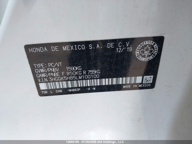 Honda Fit 2020 3HGGK5H85LM100100 Image 18