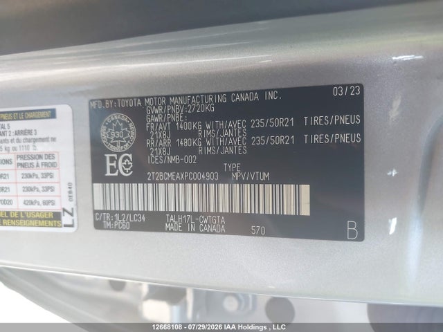 Aukcja sprzedaży 2023 Lexus Rx 500h, vin: 2T2BCMEAXPC004903, numer aukcji: 12668108