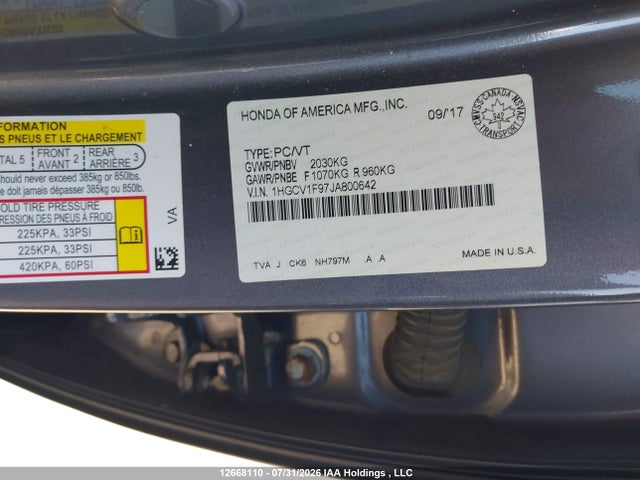 1HGCV1F97JA800642 Honda Accord Touring