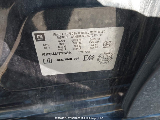 Chevrolet Cruze 2014 1G1PC5SB1E7424604 Image 9
