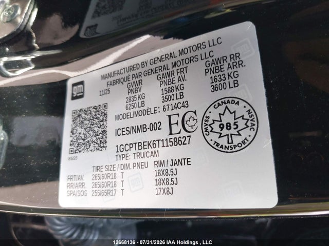 1GCPTBEK6T1158627 Chevrolet Colorado