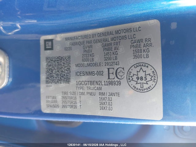Chevrolet Colorado Wt 2020 1GCGTBEN2L1198939 Image 18