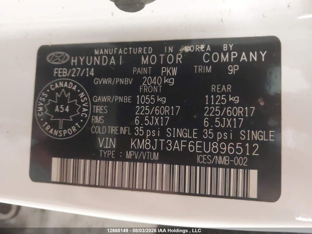 Hyundai Tucson 2014 KM8JT3AF6EU896512 Image 18