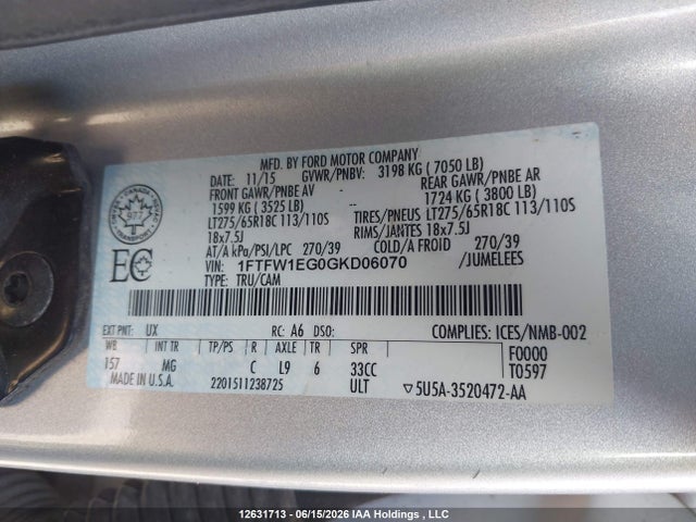 Ford F-150 Xlt 2016 1FTFW1EG0GKD06070 Image 20