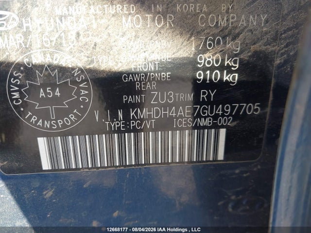Aukcja sprzedaży 2016 Hyundai Elantra, vin: KMHDH4AE7GU497705, numer aukcji: 12668177