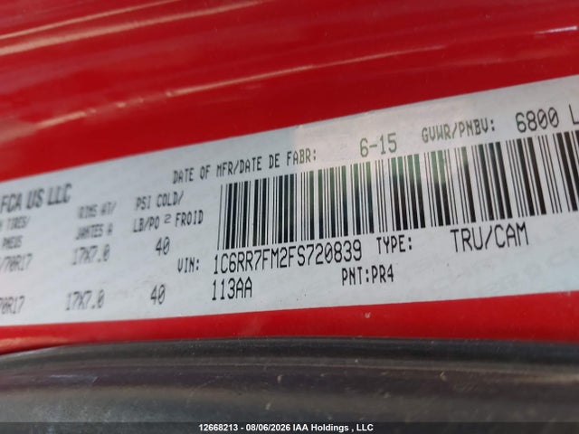 RAM 1500 St 2015 1C6RR7FM2FS720839 Image 9