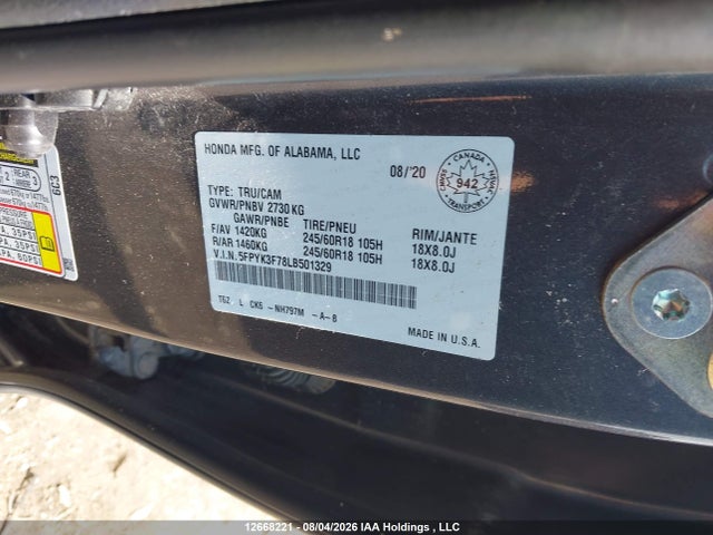 Honda Ridgeline 2020 5FPYK3F78LB501329 Image 9