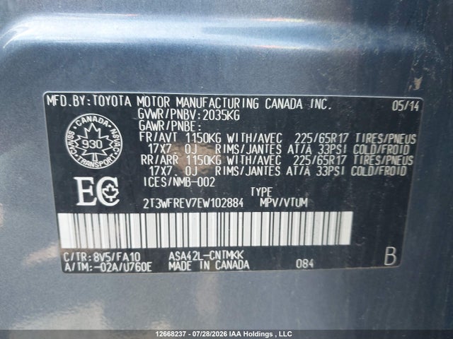 Toyota Rav4 Xle 2014 2T3WFREV7EW102884 Image 9