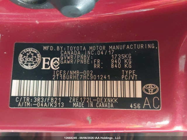 Toyota Corolla 2017 2T1BURHE7HC901241 Image 20